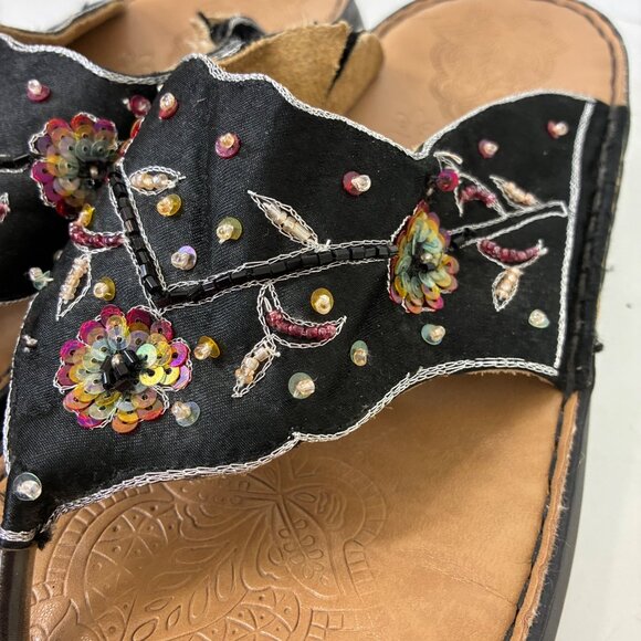 Rieker Boho Floral Sequin Beaded Sandals Sz 9.5 Hippie Gypsy - Picture 5 of 9